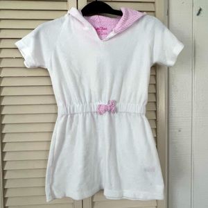 White w/ Pink Seersucker Terry Cover-Up